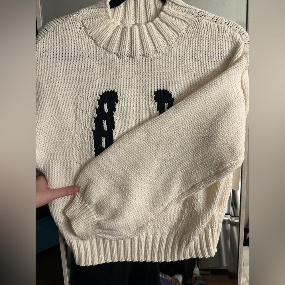 NWT RARE Anthropologie Pippa Mock Neck Icon Horse Sweater Crop Bubble Sleeve - M - Picture 10 of 11
